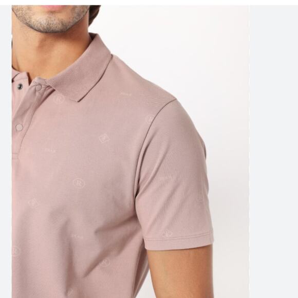 Rare Rabbit Men's Pink Monogram Print Polo Size L - Picture 1 of 8